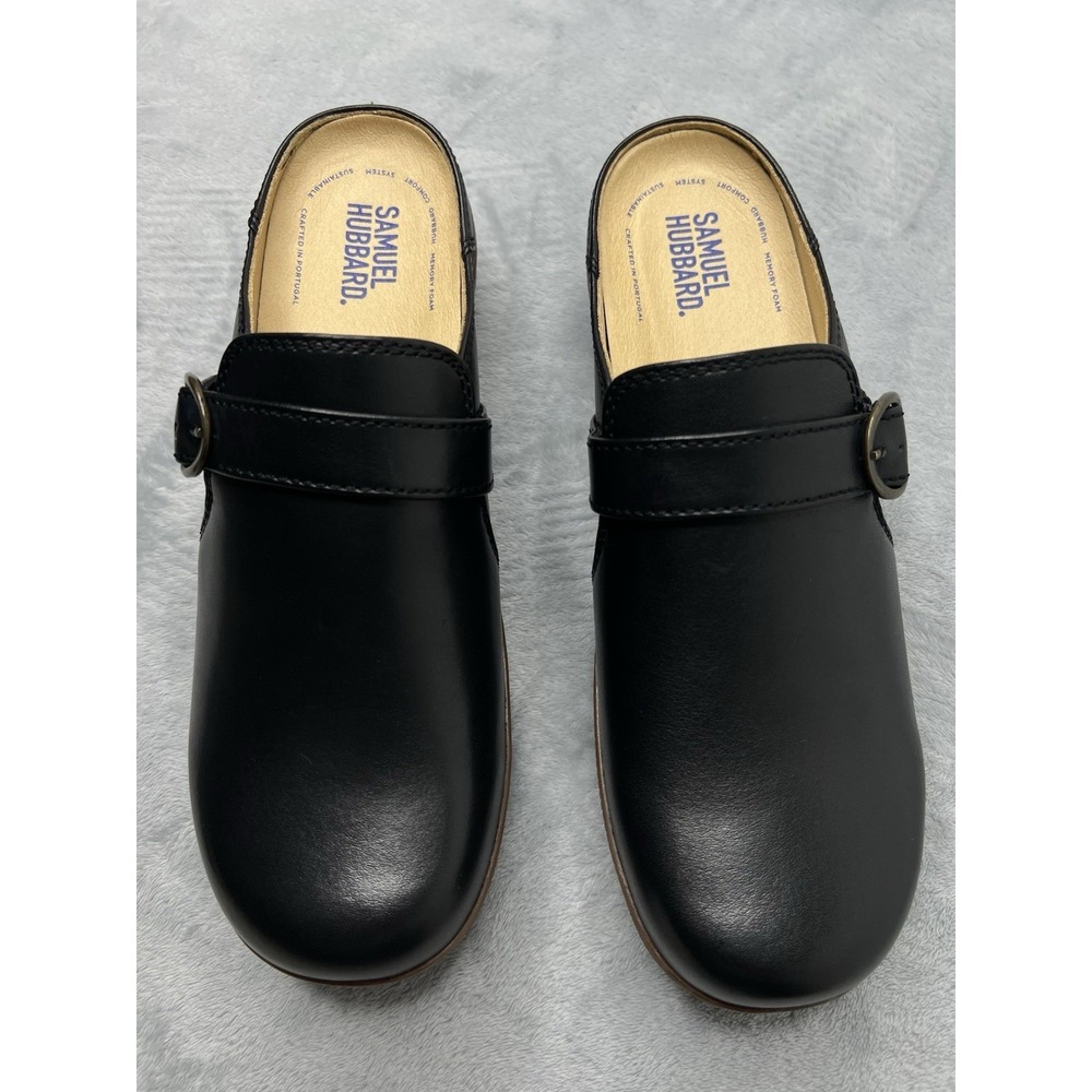 NEW Samuel Hubbard Leather Comfort Clogs Womens US 9/UK 7/EU 40 Black Slip On - Picture 2 of 10